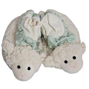 Bearington Baby Collection Plush Lamb Sheep Slippers Baby 06-12 Months Nwot